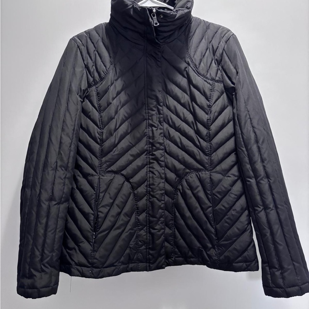 Kenneth Cole‎ Black Chevron-Quilted Lightweight Puffer Jacket